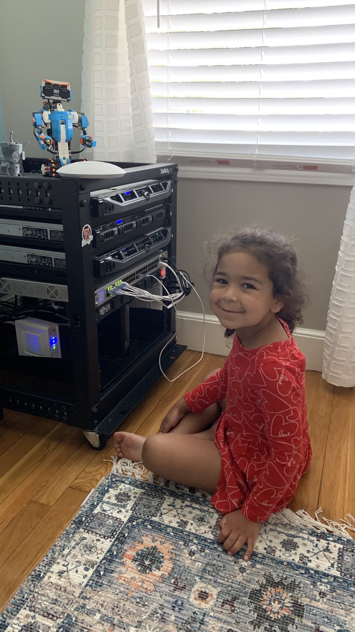 Mia helping out with the servers.